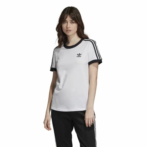 Camisola de Manga Curta Mulher Adidas 3 Stripes Branco