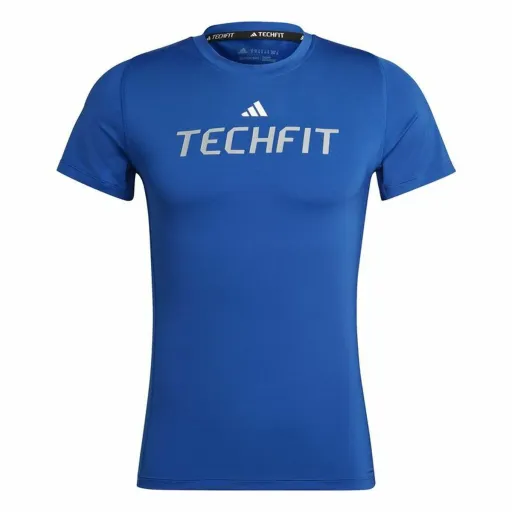 Camisola de Manga Curta Homem Adidas Techfit Graphic  Azul