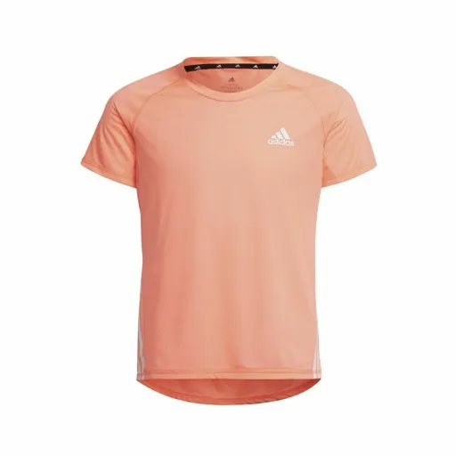 Camisola de Manga Curta Infantil Adidas Aeroready Three Stripes Salmão