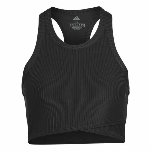 Top Desportivo de Mulher Adidas Studio Wrapeed Rib Preto