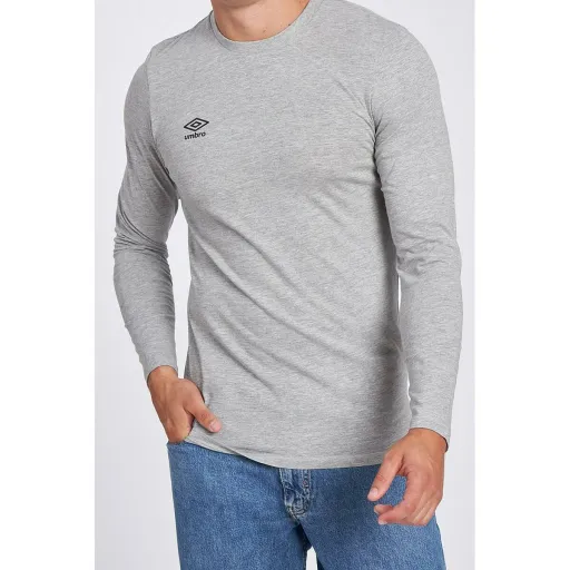 Camisola de Manga Comprida Homem Umbro SMALL LOGO LS TEE 65775U B43  Cinzento