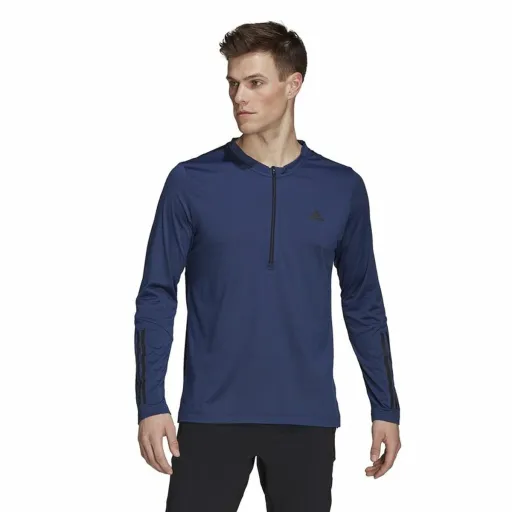 Camisola de Manga Comprida Homem Adidas Training 1/4-Zip Azul Escuro