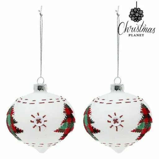 Bolas de Natal 8 cm (2 Uds) Cristal Branco