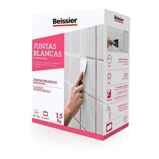 Massa de Vidraceiro Beissier 70162-002 Impermeável Juntas Branco 1,5 Kg