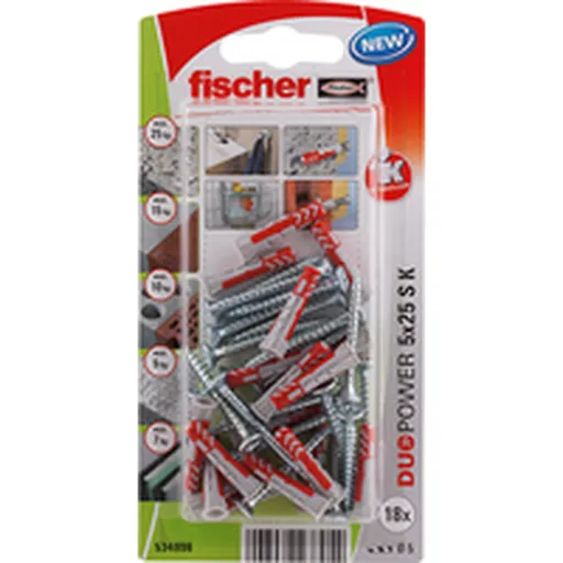 Buchas e Parafusos Fischer Duopower Buchas e Parafusos 18 Unidades (5 x 25 mm)