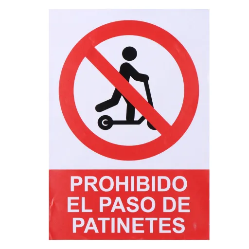 Placa Normaluz Prohibido Acceder Con Patinete Etiqueta (21 x 30 cm)