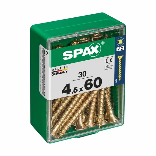 Caixa de Parafusos SPAX Parafuso de Madeira Cabeça Plana (4,5 x 60 mm)