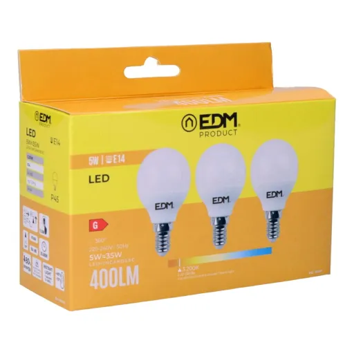 Pack de 3 Lâmpadas LED EDM 98200 G 35 W 5 W 50 W E14 400 lm Ø 4,5 x 8 cm (3200 K)