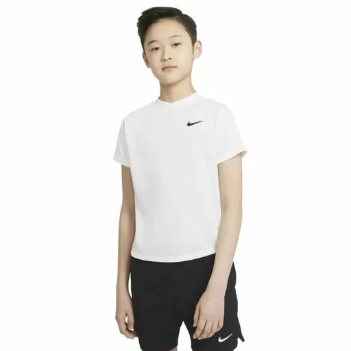 Camisola de Manga Curta Infantil Nike Court Dri-FIT Victory Branco