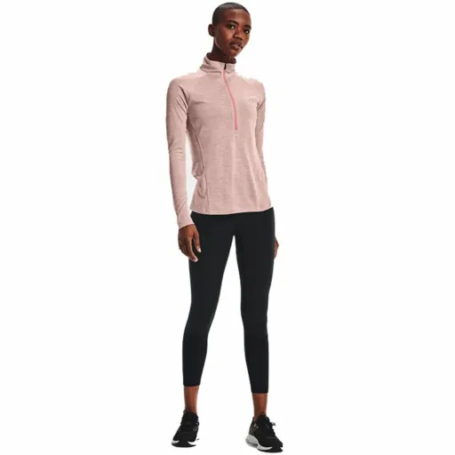 Camisola de Manga Curta Mulher Under Armour  Tech 1/2 Zip Cor de Rosa