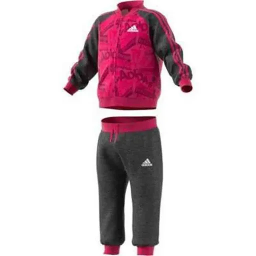 Fato de Treino para Bebé Adidas I Bball Jog FT Cor de Rosa Preto Multicolor