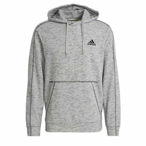 Polar com Capuz Homem Adidas Essentials Mélange Embroidered Cinzento Claro