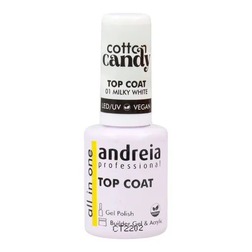 Fixador de Esmalte de Unhas Andreia Cotton Candy Top Coat Nº 01 Milky White 10,5 ml