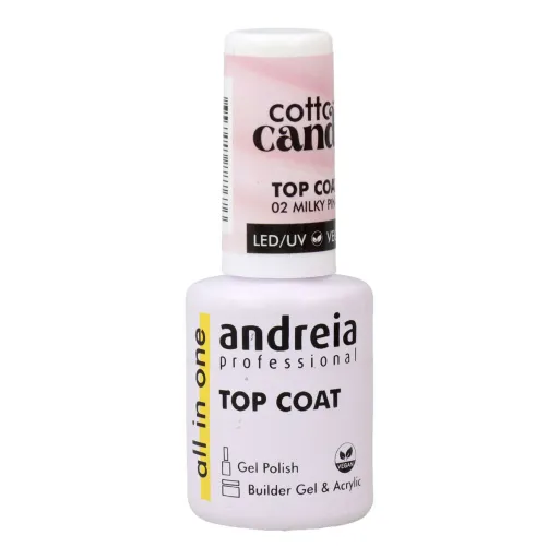 Fixador de Esmalte de Unhas Andreia Cotton Candy Top Coat Nº 02 Milky Pink 10,5 ml