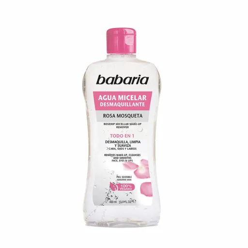 Água Micelar Desmaquilhante Babaria 400 ml Rosa Mosqueta