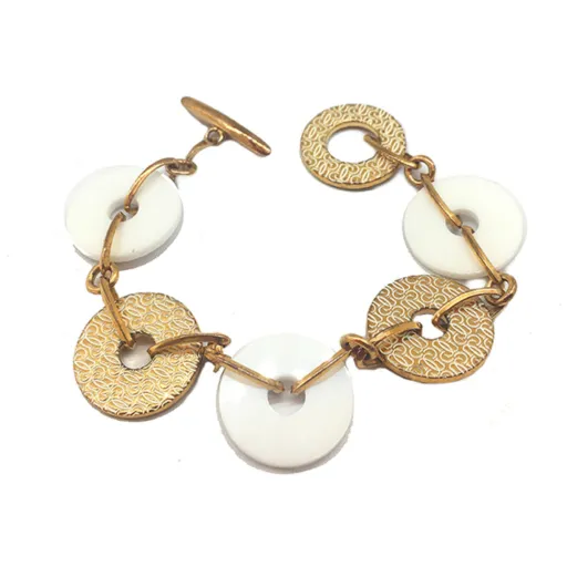 Pulseira Feminino Guess CWB10902 Cerâmica Dourado Aço Branco Aço/Cerâmica (21 cm)