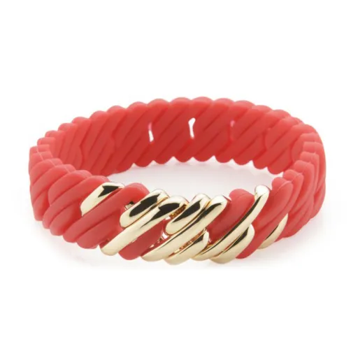 Pulseira Feminino TheRubz 02-100-418 Vermelho Silicone Aço Inoxidável Dourado Aço/Silicone (15 mm x 18 cm)