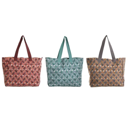 Bolsa Mulher Home ESPRIT Castanho Turquesa Coral 55 x 14 x 35 cm (3 Unidades)