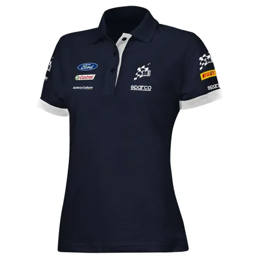 Polo de Manga Curta Sparco S013007MSBM1S Azul Marinho Mulher S