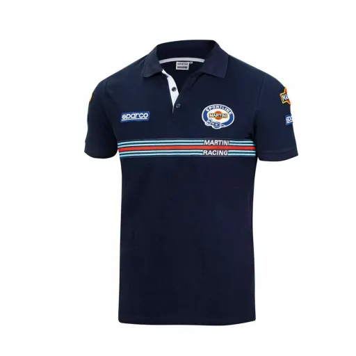 Polo de Manga Curta Homem Sparco Martini Racing Azul Marinho (Tamanho M)