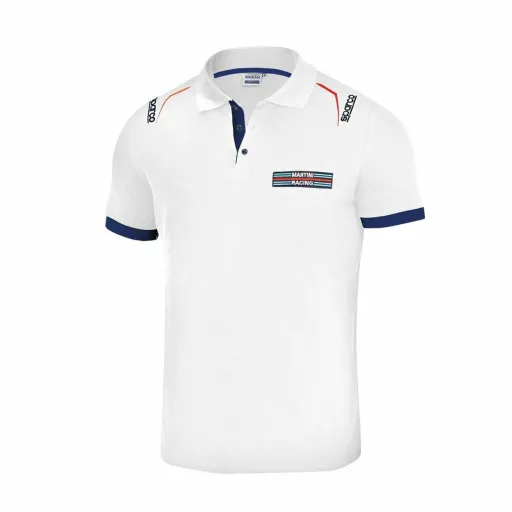 Polo de Manga Curta Homem Sparco Martini Racing Branco (Tamanho M)