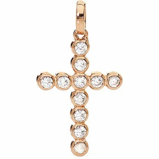 Colar Feminino Amen CROCE PICCOLA ARGENTO IP ORO ROSA E ZIRCONI