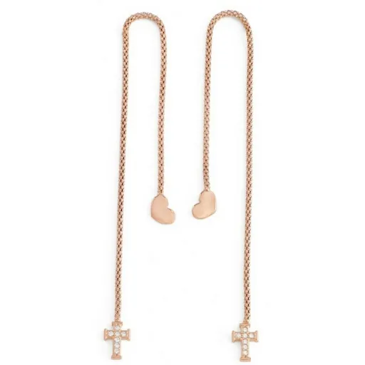 Brincos Femininos Amen CUORE CROCE CRISTALLI ROSE GOLD