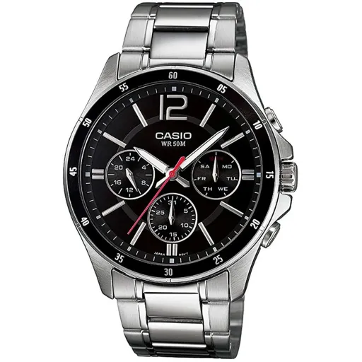 Relógio Masculino Casio MULTIFUNCTION CALENDAR - BLACK Preto Prateado (Ø 43,5 mm) (Ø 35 mm)