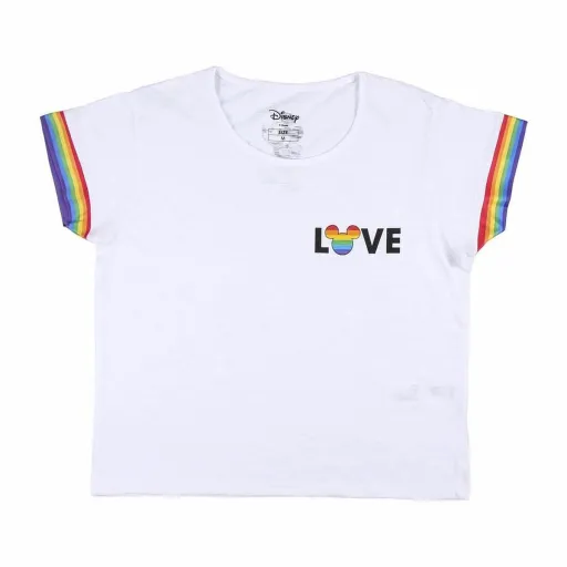 Camisola de Manga Curta Mulher Disney Love Pride Branco