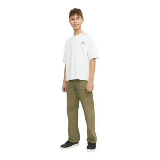 Camisola de Manga Curta Infantil Jack & Jones Jorcole Back Print Branco Verde