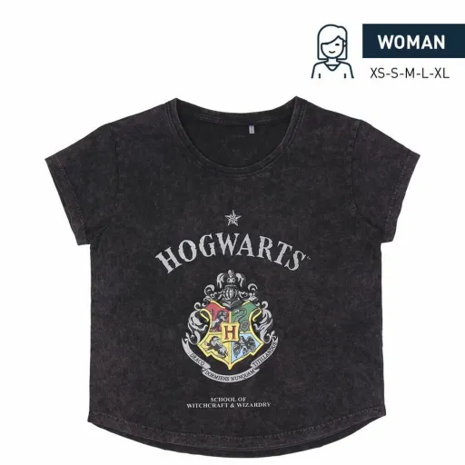 Camisola de Manga Curta Mulher Harry Potter Cinzento Cinzento Escuro