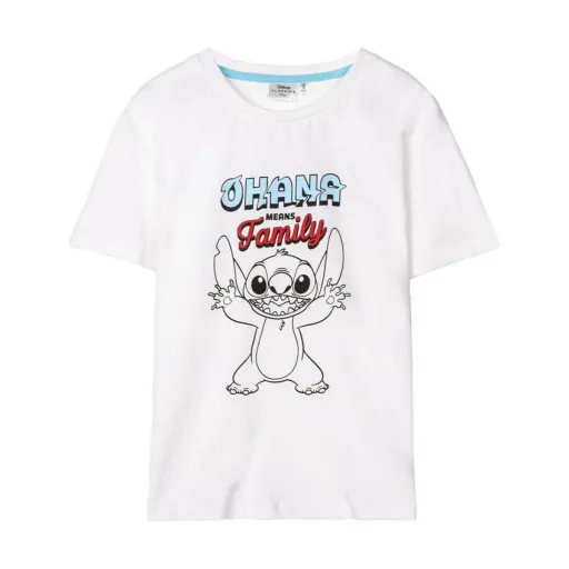 Camisola de Manga Curta Stitch Branco