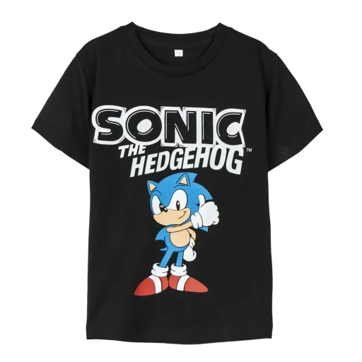 Camisola de Manga Curta Infantil Sonic Preto