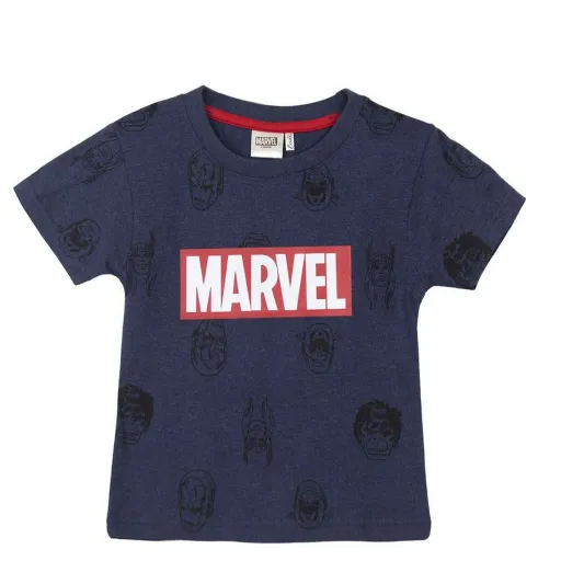 Camisola de Manga Curta Infantil Marvel Azul Escuro