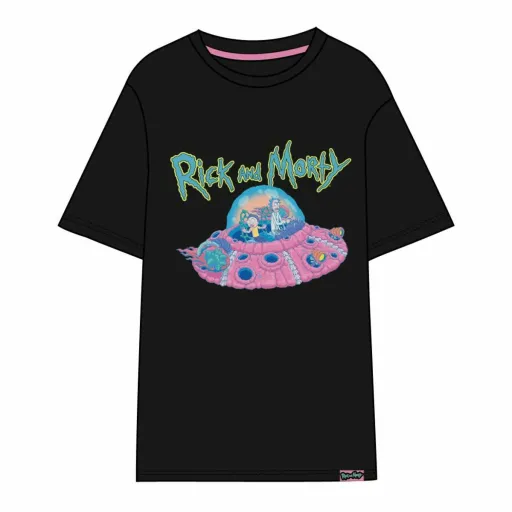 Camisola de Manga Curta Unissexo Rick And Morty Preto