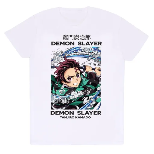 Camisola de Manga Curta Demon Slayer Whirlpool Branco Unissexo