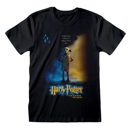 Camisola de Manga Curta Harry Potter Dobby Poster Preto Unissexo