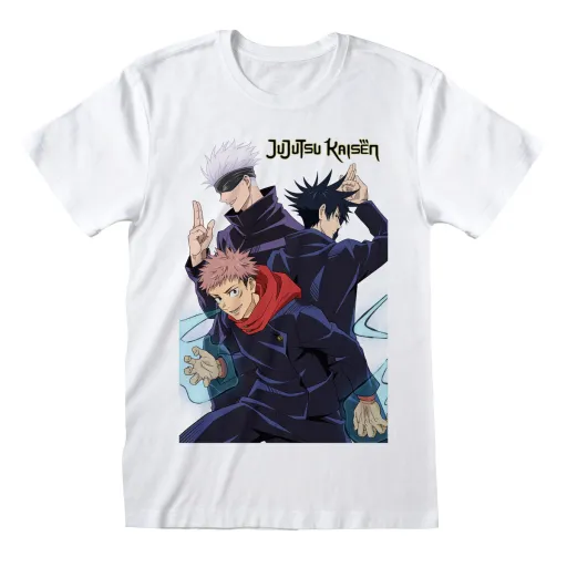 Camisola de Manga Curta Jujutsu Kaisen Trio Branco Unissexo