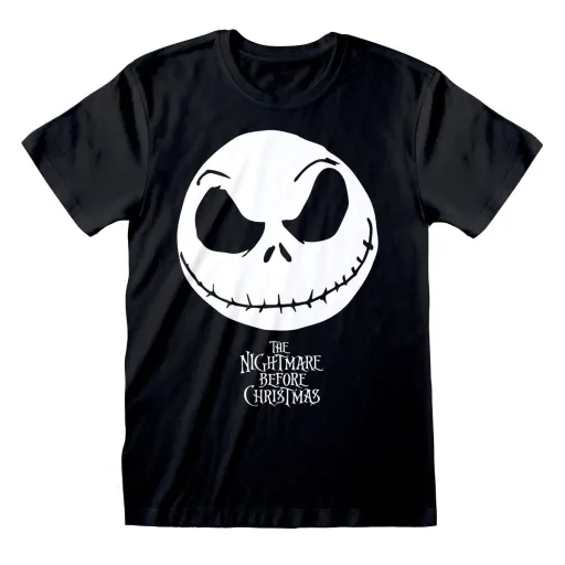 Camisola de Manga Curta The Nightmare Before Christmas Jack Face Preto Unissexo