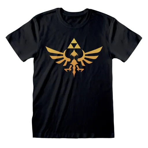 Camisola de Manga Curta The Legend of Zelda Hyrule Logo Preto Unissexo