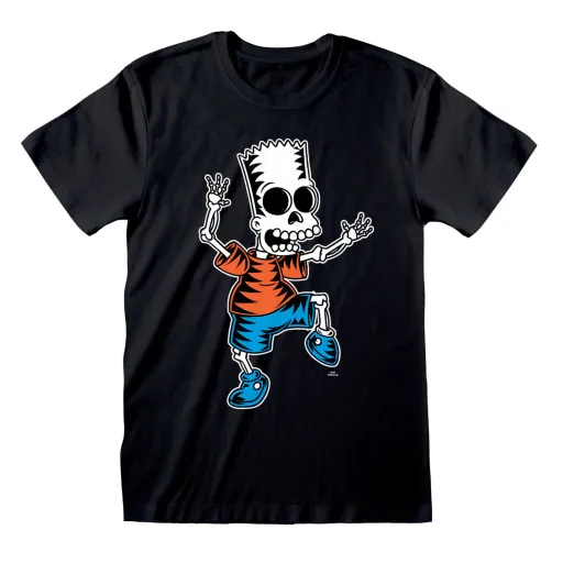 Camisola de Manga Curta The Simpsons Skeleton Bart Preto Unissexo