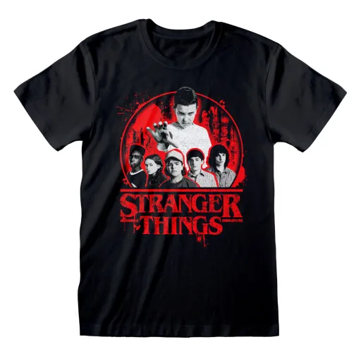 Camisola de Manga Curta Stranger Things Circle Logo Preto Unissexo