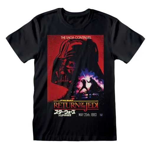 Camisola de Manga Curta Star Wars Vader Poster Preto Unissexo