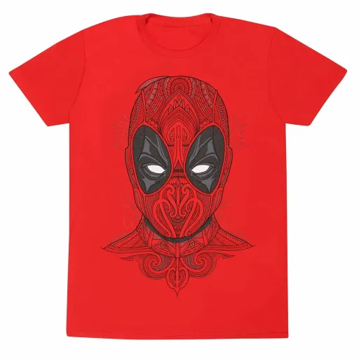 Camisola de Manga Curta Deadpool Tattoo Style Vermelho Unissexo