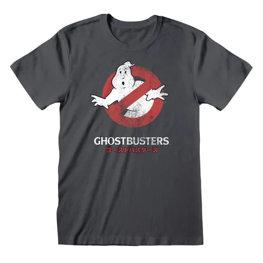 Camisola de Manga Curta Unissexo The Ghostbusters Japanese Text Cinzento Escuro