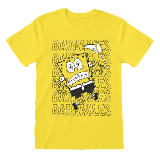 Camisola de Manga Curta Unissexo Spongebob Barnacles Amarelo