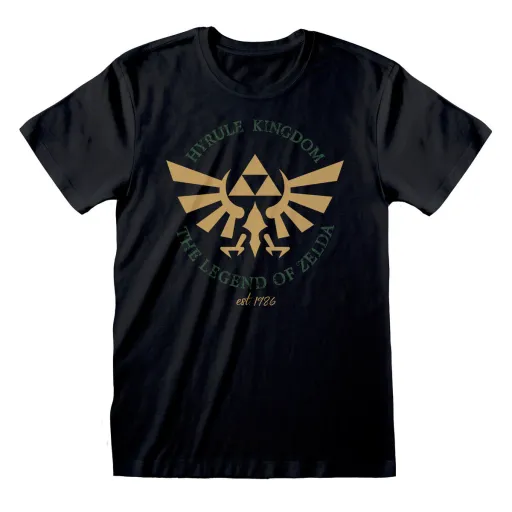 Camisola de Manga Curta Unissexo The Legend of Zelda Hyrule Kingdom Crest Preto