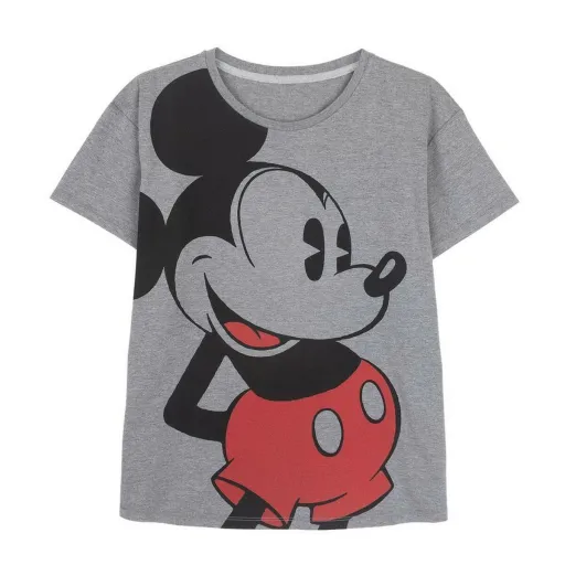 Camisola de Manga Curta Mulher Mickey Mouse Cinzento Cinzento Escuro