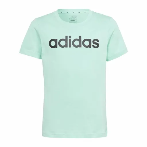 Camisola de Manga Curta Infantil Adidas Linear Logo Verde Água-Marinha