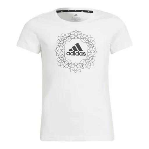 Camisola de Manga Curta Infantil Adidas Graphic Branco